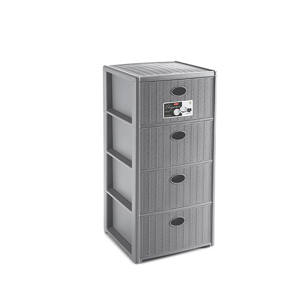 Stefanplast Cassettiera Elegance Rattan 4 Cassetti Grigio
