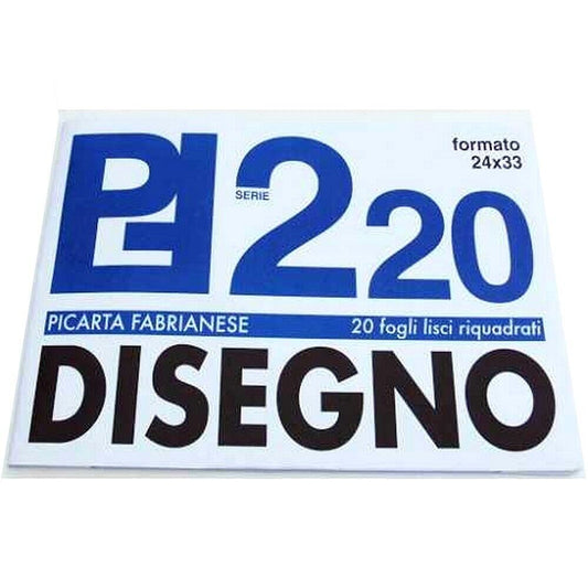 Picarta Fabrianese Blocco Disegno cm24x33 Liscio Riquadrati