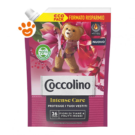 Coccolino Eco Pack Ammorbidente Concentrato Intense Care Fiori di Tiaré e Frutti Rossi 600ml