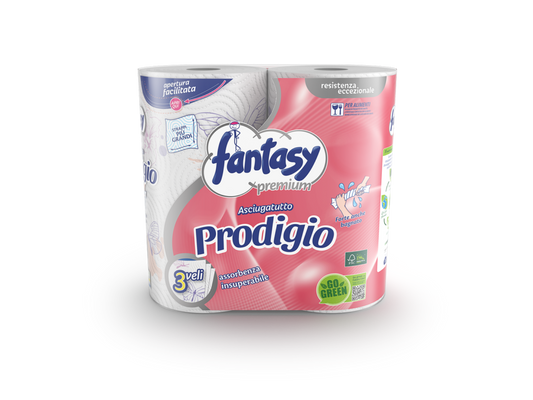 Fantasy Asciugatutto Prodigio 3 Veli - 2 rotoli