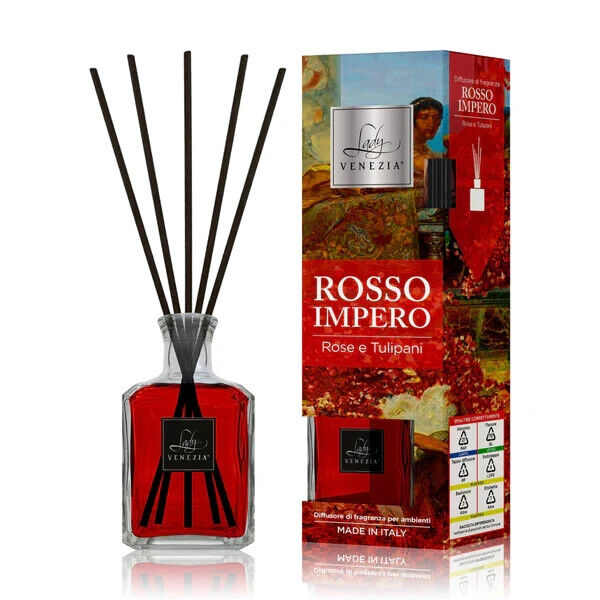 Lady Venezia Diffusore di Fragranza per Ambienti Rosso Impero 250ml - Rose e Tulipani