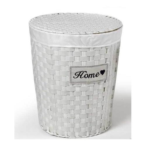 Cesta Portabiancheria Home Bianco Tondo in Vimini Ø 44cm