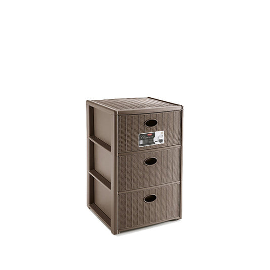 Stefanplast Cassettiera Elegance Rattan 3 Cassetti Tortora