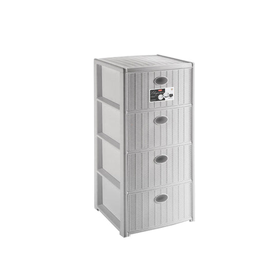 Stefanplast Cassettiera Elegance Rattan 4 Cassetti Bianco