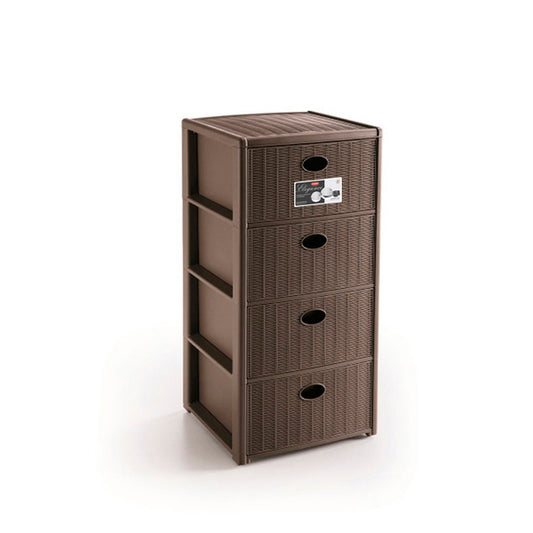 Stefanplast Cassettiera Elegance Rattan 4 Cassetti Tortora