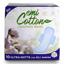 Emi Assorbenti Cotton Bio Ultra Notte con Ali - 10 pezzi