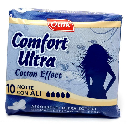 Quik Assorbenti Comfort Ultra Notte con Ali - 10 pezzi